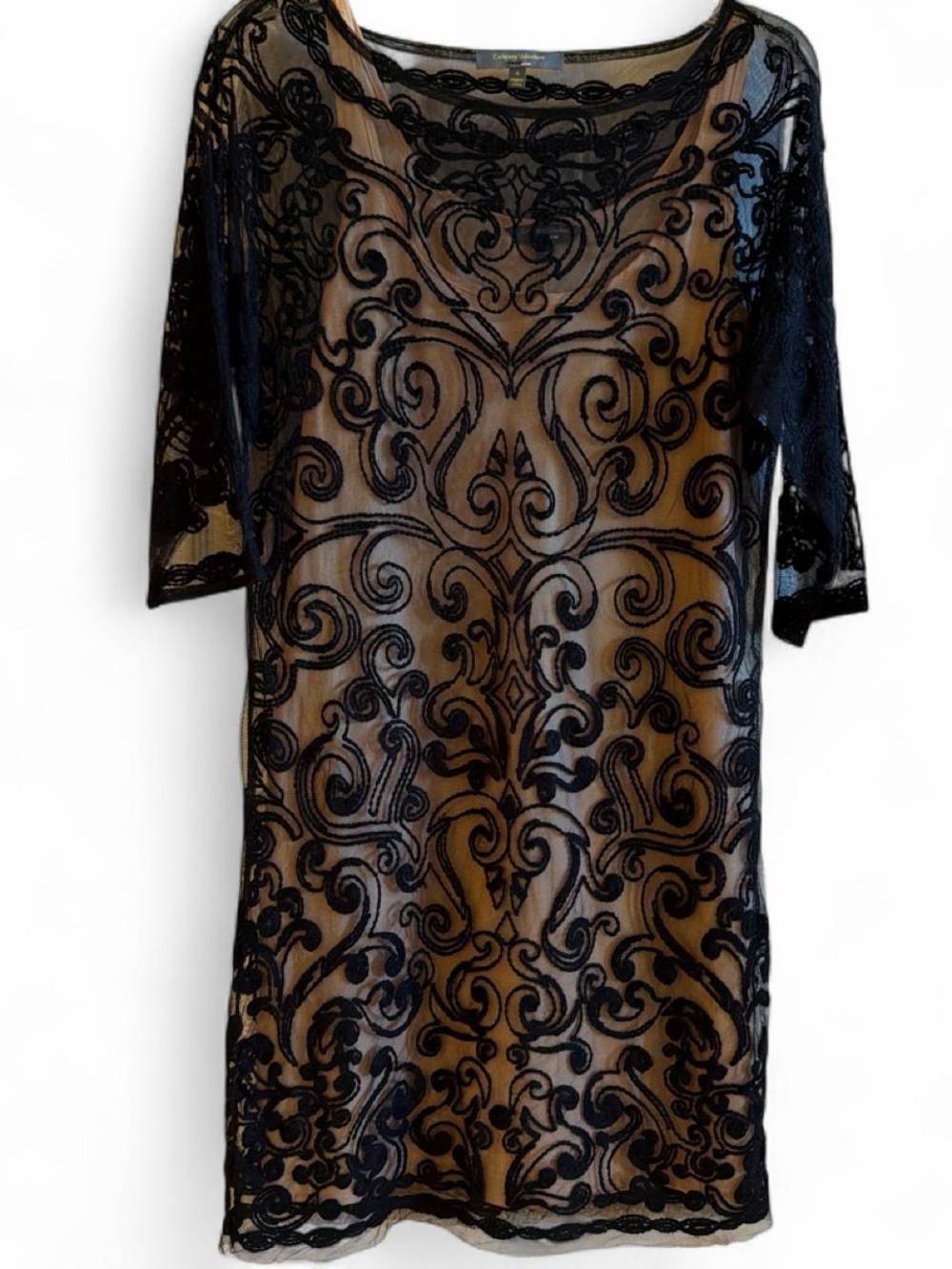 Catherine Malandrino Lace Overlay Shift Dress - Black